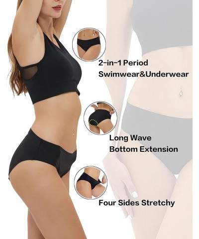 Period Swimwear- Leakproof Waterproof Menstrual Bikini Swim Bottoms Underwear for Teens, Girls, and Women Black $10.44 Swimsuits