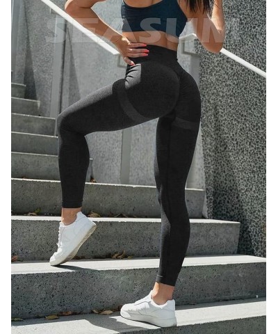 Women High Waisted Seamless Leggings Smile Contour Workout Gym Yoga Pants Tights C Booty Smile Black $12.99 Leggings