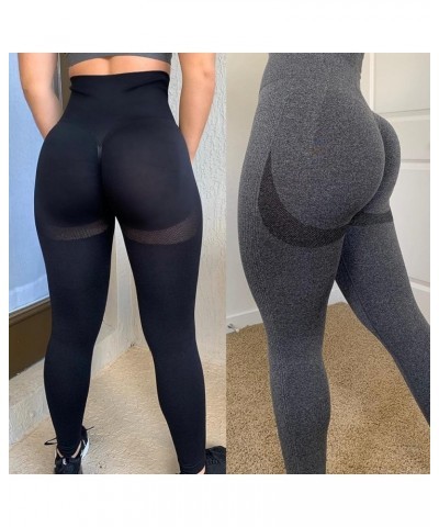 Women High Waisted Seamless Leggings Smile Contour Workout Gym Yoga Pants Tights C Booty Smile Black $12.99 Leggings