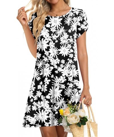 Women's Summer Cover Ups Dress Loose Soft Cover Up for Swimwear Beach Sundress Black Sun Flower $15.64 Swimsuits