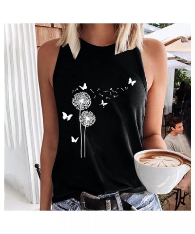 Tank Top for Women, Summer Casual Fashion Dandelion Print Workout Vest Shirt Lady Sexy Sleeveless Loose Fitting Blouse A01bla...