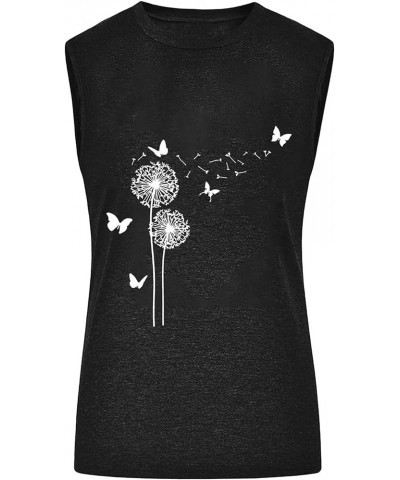 Tank Top for Women, Summer Casual Fashion Dandelion Print Workout Vest Shirt Lady Sexy Sleeveless Loose Fitting Blouse A01bla...