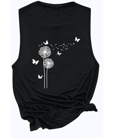 Tank Top for Women, Summer Casual Fashion Dandelion Print Workout Vest Shirt Lady Sexy Sleeveless Loose Fitting Blouse A01bla...