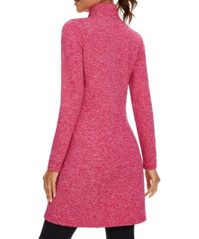 Women's Fleece Dress Thermal Sweatshirt Tunic Dress Long Quarter Zip Pullover Polar Winter Dress with Pocket Pink $21.15 Jackets