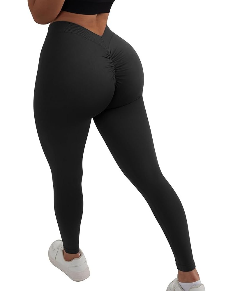 V Back Scrunch Leggings for Women Butt Lifting High Waisted Workout Yoga Pants 018-black $14.39 Activewear