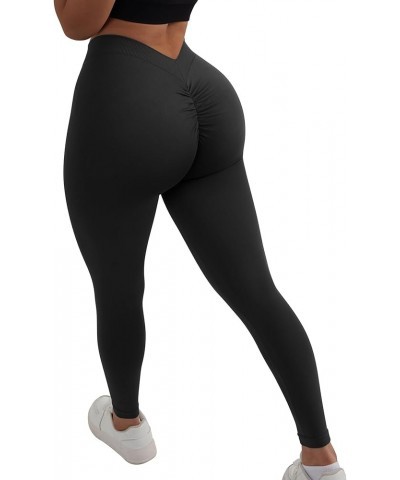 V Back Scrunch Leggings for Women Butt Lifting High Waisted Workout Yoga Pants 018-black $14.39 Activewear