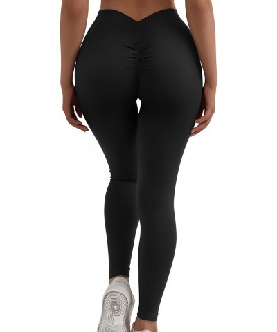 V Back Scrunch Leggings for Women Butt Lifting High Waisted Workout Yoga Pants 018-black $14.39 Activewear