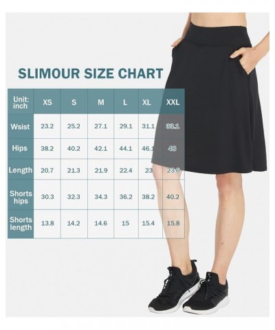 Women Knee Length Skirts with Shorts Modest Skirt with Pockets Golf Skorts Long Ink Pockets $15.36 Activewear