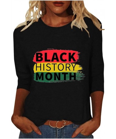 Black History Month Shirt for Women,I Am Black History T Shirt American African Black Pride Graphic Tee 3/4 Sleeve Top N $6.8...