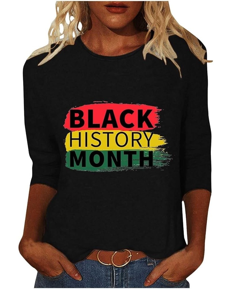 Black History Month Shirt for Women,I Am Black History T Shirt American African Black Pride Graphic Tee 3/4 Sleeve Top N $6.8...