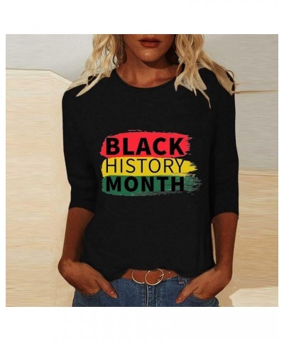 Black History Month Shirt for Women,I Am Black History T Shirt American African Black Pride Graphic Tee 3/4 Sleeve Top N $6.8...