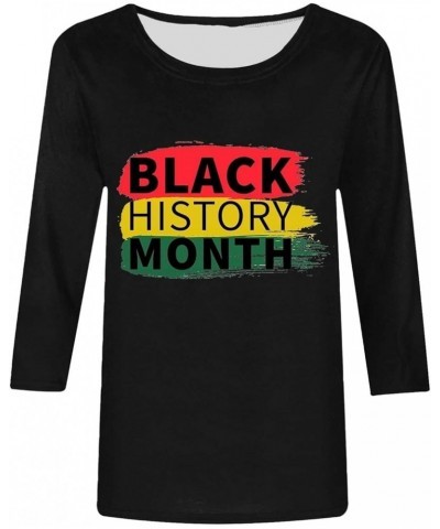 Black History Month Shirt for Women,I Am Black History T Shirt American African Black Pride Graphic Tee 3/4 Sleeve Top N $6.8...