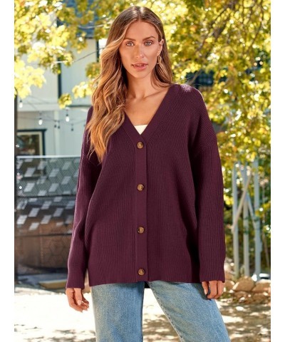 Women's Cardigan 2023 Open Front Oversized Button Lightweight Sweaters V Neck Loose Cardigans Knit Outwear Wine Red $19.06 Sw...