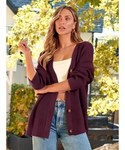 Women's Cardigan 2023 Open Front Oversized Button Lightweight Sweaters V Neck Loose Cardigans Knit Outwear Wine Red $19.06 Sw...