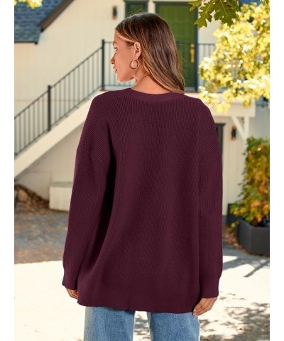 Women's Cardigan 2023 Open Front Oversized Button Lightweight Sweaters V Neck Loose Cardigans Knit Outwear Wine Red $19.06 Sw...