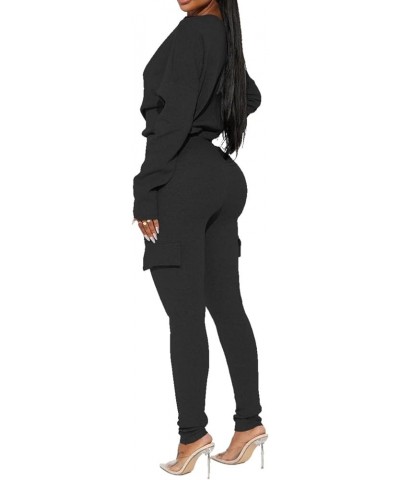 Women's Casual Long Sleeve High Neck Zipper One Piece Jumpsuit Romper Overalls with Pockets Black $20.64 Jumpsuits