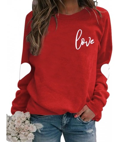 Valentine's Day Sweatshirt Women Love Heart Grahic Long Sleeve Shirt Casual Valentines Gifts Pullover Tops Red $18.50 Hoodies...