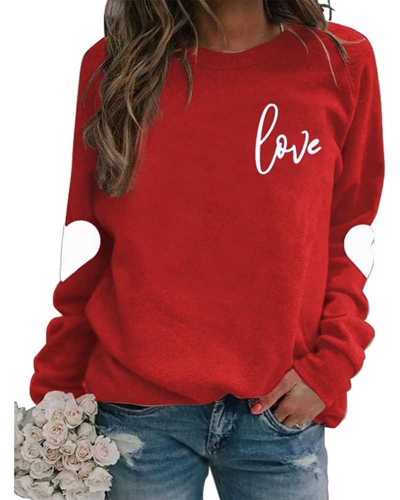 Valentine's Day Sweatshirt Women Love Heart Grahic Long Sleeve Shirt Casual Valentines Gifts Pullover Tops Red $18.50 Hoodies...