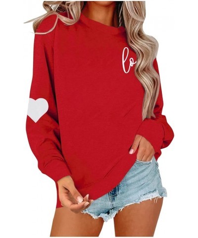 Valentine's Day Sweatshirt Women Love Heart Grahic Long Sleeve Shirt Casual Valentines Gifts Pullover Tops Red $18.50 Hoodies...