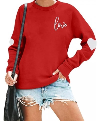 Valentine's Day Sweatshirt Women Love Heart Grahic Long Sleeve Shirt Casual Valentines Gifts Pullover Tops Red $18.50 Hoodies...