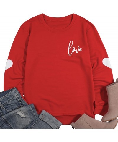 Valentine's Day Sweatshirt Women Love Heart Grahic Long Sleeve Shirt Casual Valentines Gifts Pullover Tops Red $18.50 Hoodies...