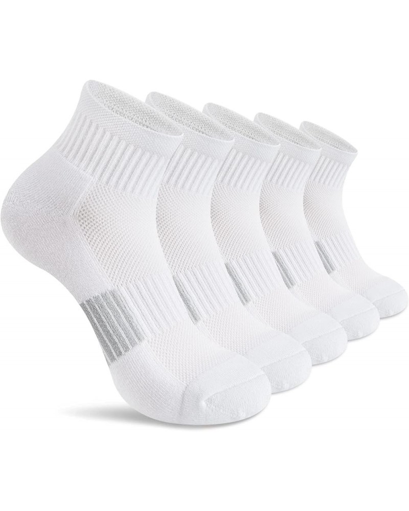 Ankle Socks Womens Athletic Thick Cushioned Running Hiking Low Cut 5-Pairs White $9.84 Activewear