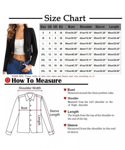 Women's Jacket Long-Sleeve Lapel Button Cardigan Jacket Blouses Cardigan Pockets Office Cropped Blazer Blue $8.98 Blazers