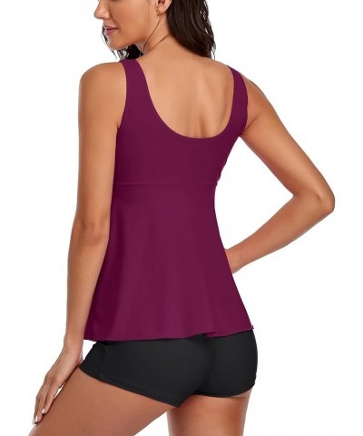 Tummy Control Tankini Tops with Boyshorts 2 Piece Bathing Suits for Women Swimsuits U-purple $14.56 Swimsuits