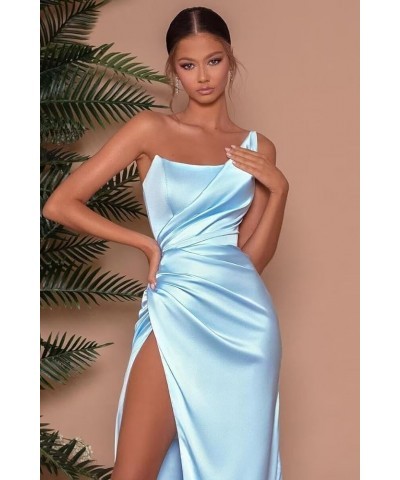 One Shoulder Satin Mermaid Prom Dresses for Women Ruched Long Bridesmaid Dress Formal Evening Gowns Hunter Green $32.40 Dresses