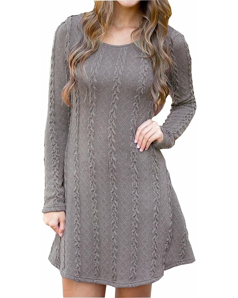 Sweater Dress for Women Cable Knit Ribbed A-Line Short Fitted Pullover Sweaters Dresses Fall Winter Gray $20.81 Sweaters