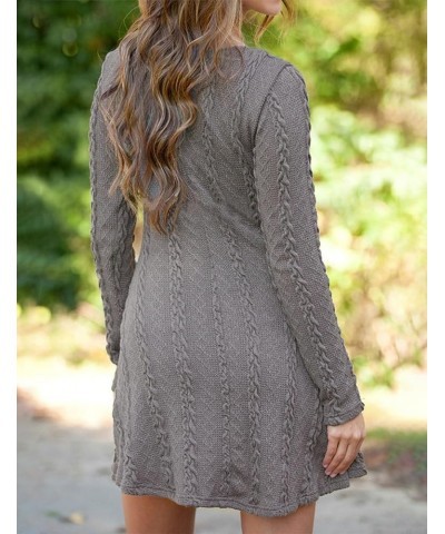 Sweater Dress for Women Cable Knit Ribbed A-Line Short Fitted Pullover Sweaters Dresses Fall Winter Gray $20.81 Sweaters