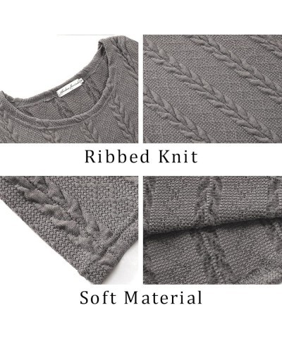 Sweater Dress for Women Cable Knit Ribbed A-Line Short Fitted Pullover Sweaters Dresses Fall Winter Gray $20.81 Sweaters