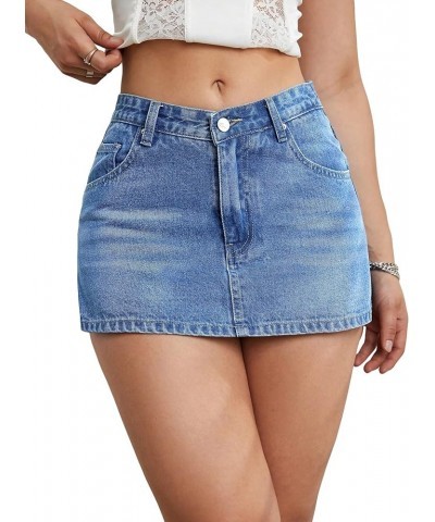 Women's High Waisted Button Denim Skort Summer Shorts with Pockets Medium Wash $23.09 Shorts