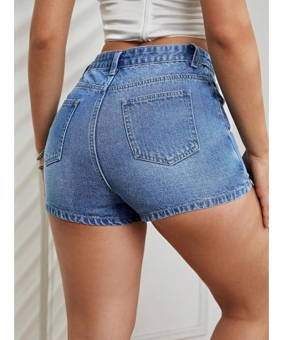 Women's High Waisted Button Denim Skort Summer Shorts with Pockets Medium Wash $23.09 Shorts