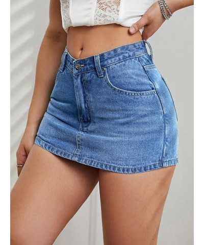 Women's High Waisted Button Denim Skort Summer Shorts with Pockets Medium Wash $23.09 Shorts