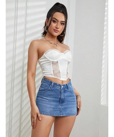 Women's High Waisted Button Denim Skort Summer Shorts with Pockets Medium Wash $23.09 Shorts