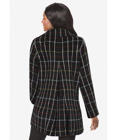 Women's Plus Size A-Line Wool Peacoat Chocolate Window Plaid $61.78 Coats