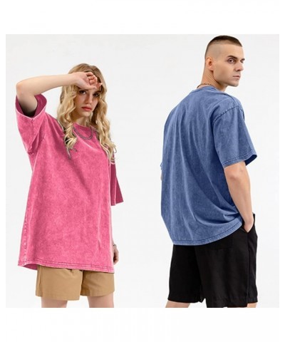 Men's Cotton T-Shirts Oversized Unisex Short Sleeves Casual Loose Wash Solid Basic Tee Tops A-pink+grey+black $23.52 T-Shirts