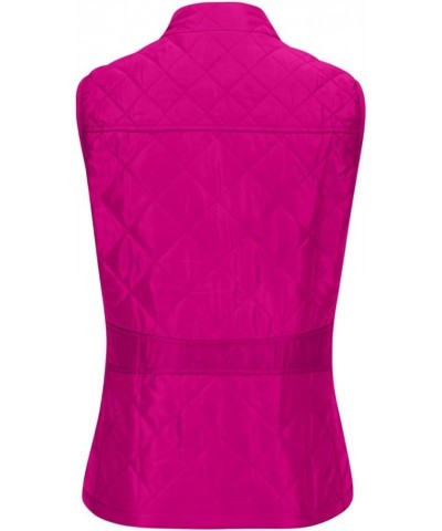 Women's Quilted Vest, Stand Collar Lightweight Zip Pockets Padded Gilet Sleeveless Zipper Coat Jacket Outwear Hot Pink $8.63 ...