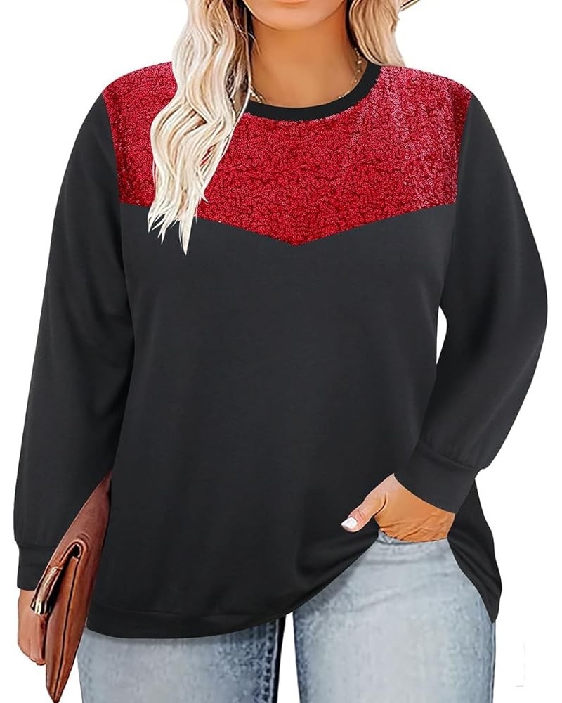 Plus Size Long Sleeve Tunic Tops for Women Henley V Neck T-Shirt V Neck Casual Blouses Fall Winter Halloween Christmas A-blac...