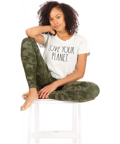 Graphic Tees for Women, Crewneck Cotton Polyester Short Sleeve T-Shirt, Summer Tops for Women "Love Your Planet" Green $14.15...