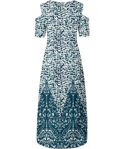 Plus Size Dresses for Curvy Women 2024 Summer Floral Printed Boho Maxi Dress Elegant Flowy Irregular Hem Maxi Dress 02-blue $...