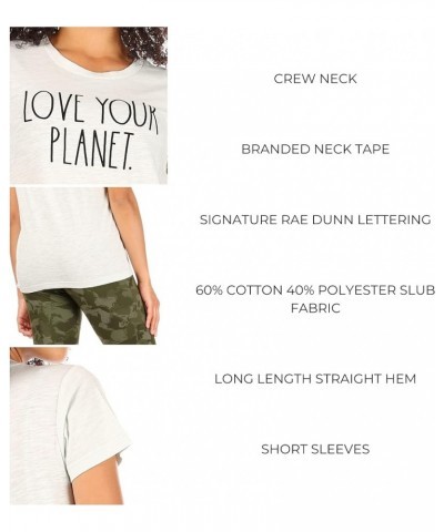 Graphic Tees for Women, Crewneck Cotton Polyester Short Sleeve T-Shirt, Summer Tops for Women "Love Your Planet" Green $14.15...