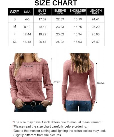 Women's Crewneck Sweater Casual Long Sleeve Solid Color Cable Knit Chunky Pullover Sweater Soft Jumper Tops Brown $14.61 Swea...