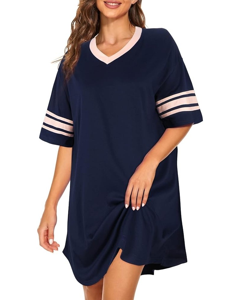 Nightgowns for Women Soft Women's Sleepwear Casual Night Gown for Ladies Stretchy Cotton Nightgowns for Women Navy $10.19 Sle...