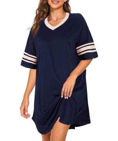 Nightgowns for Women Soft Women's Sleepwear Casual Night Gown for Ladies Stretchy Cotton Nightgowns for Women Navy $10.19 Sle...