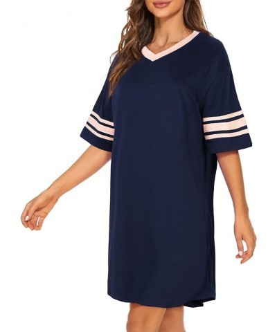 Nightgowns for Women Soft Women's Sleepwear Casual Night Gown for Ladies Stretchy Cotton Nightgowns for Women Navy $10.19 Sle...