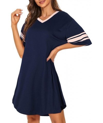 Nightgowns for Women Soft Women's Sleepwear Casual Night Gown for Ladies Stretchy Cotton Nightgowns for Women Navy $10.19 Sle...