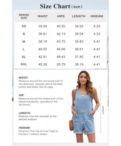 Womens High Roller Shortall Denim Romper Casual Sleeveless Loose Jeans Overalls Shorts Jumpsuits with Pockets Light Blue $20....