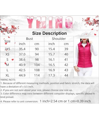 Womens Packable Down Vest Solid Color Lightweight Outwear Zipper Puffer Vest Jackets Purple $17.67 Jackets